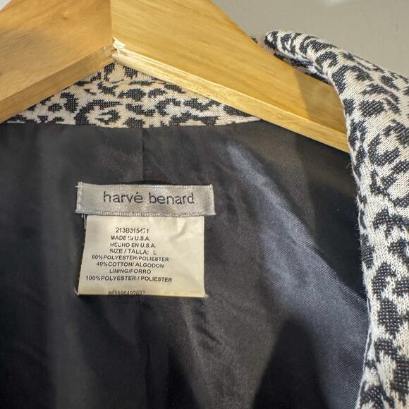 90s Harvé Benard Leopard Print Belted Jacket | Peplum Blazer Made in USA | L - Picture 3 of 4